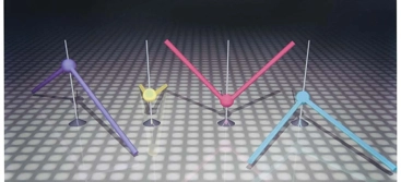 A group of three different colored sticks.