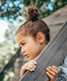 Girl exploring focused