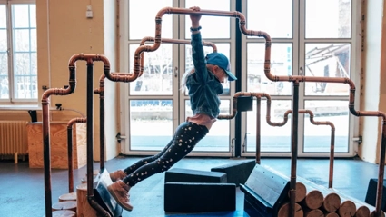 Girl hangs on experiment