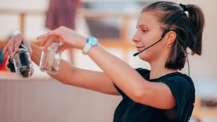 Staff demonstrating experiment