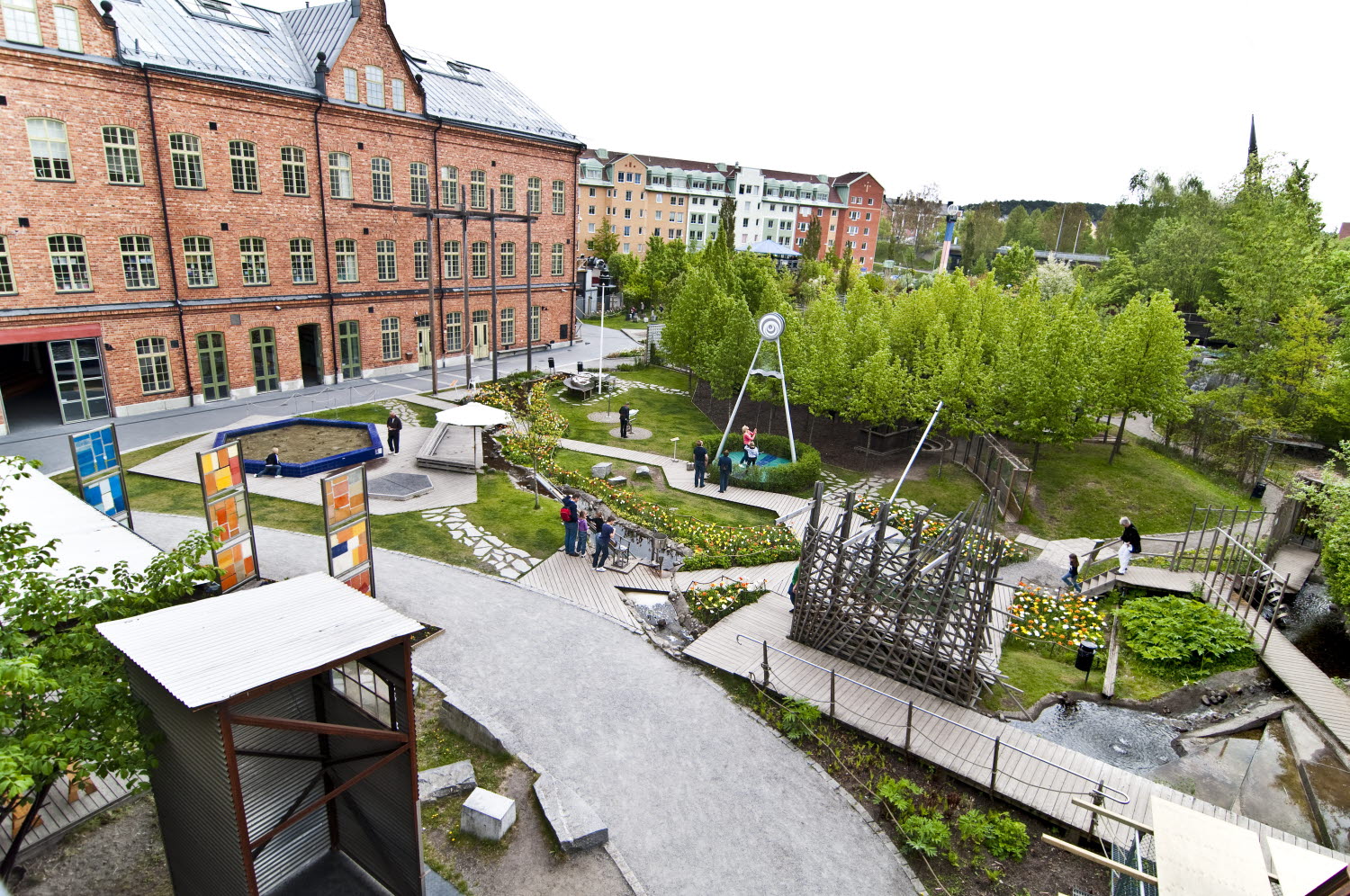 Tom Tits Experiment byggnad vy med södra parken