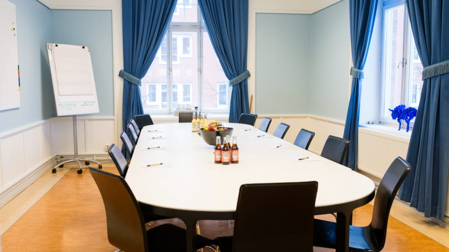 Tables and chairs in the conference room The blue room