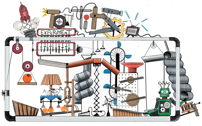 Illustration av experimentet Maskinen