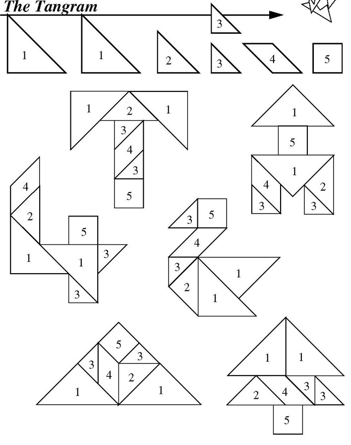 Facit till experimentet Tangram, illustration