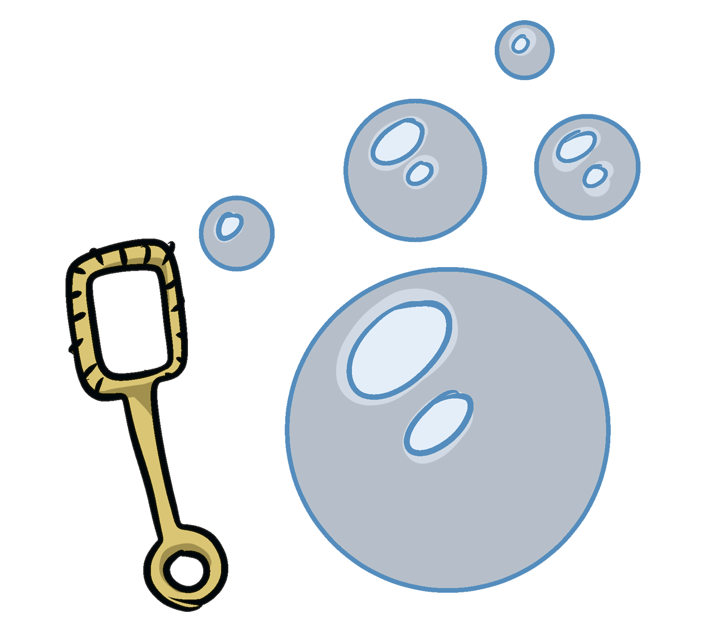 Illustration på flera såpbubblor