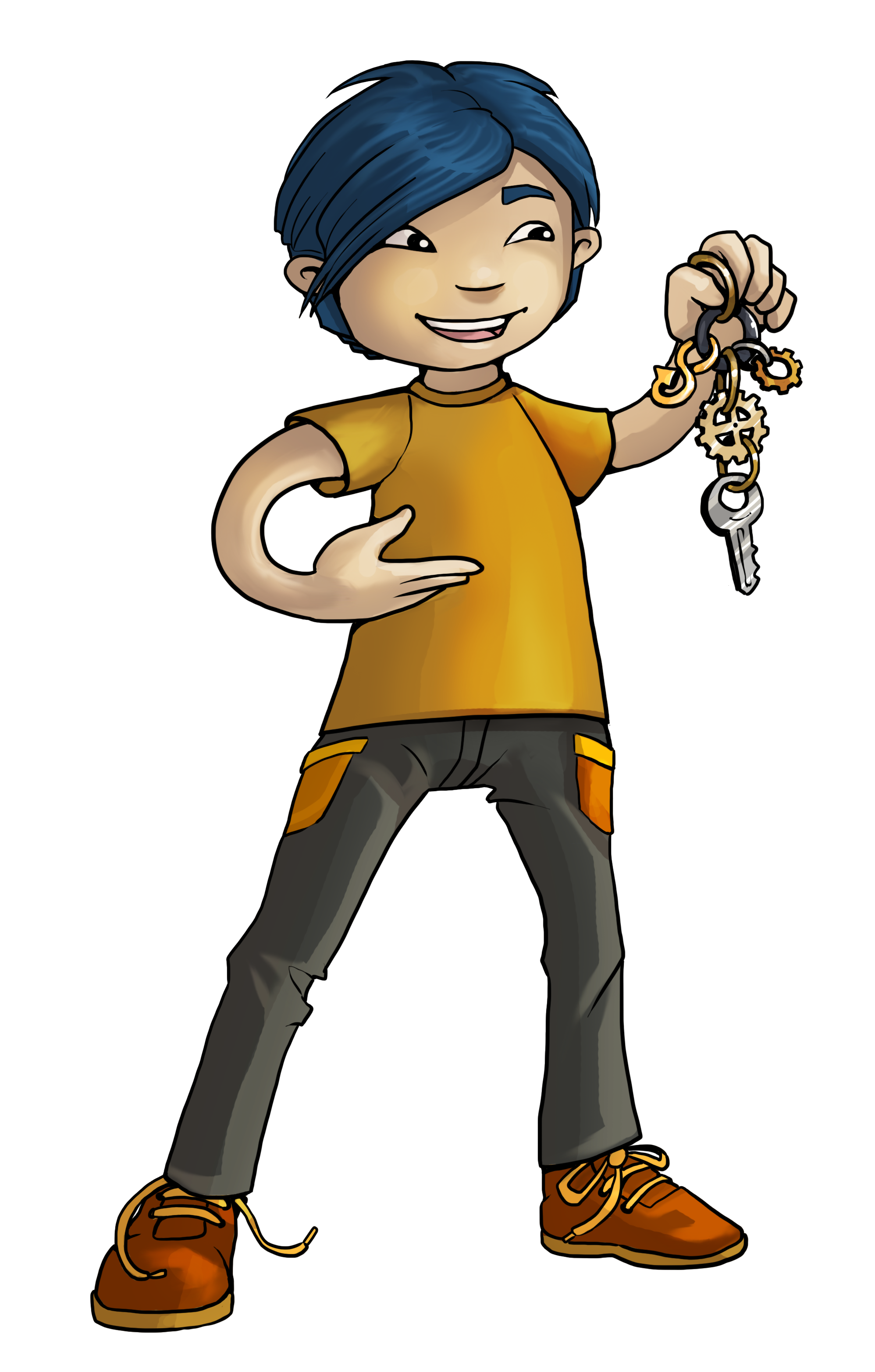 Illustration. A child is holding a keychain.